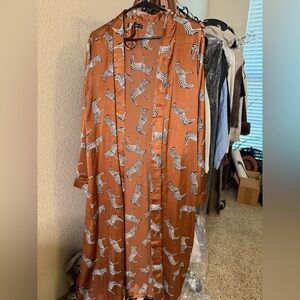 Zebra Print Satin Kimono